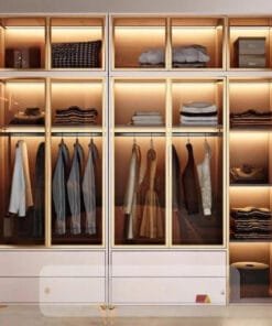 Tủ Quần Áo Cửa Kính Khung Nhôm Kiểu Chân Cao Hiện Đại Giá Tốt