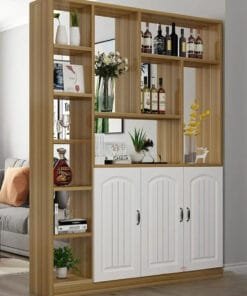 Tủ Rượu Kiêm Vách Ngăn Phòng Khách Gỗ Công Nghiệp Hiện Đại Đẹp